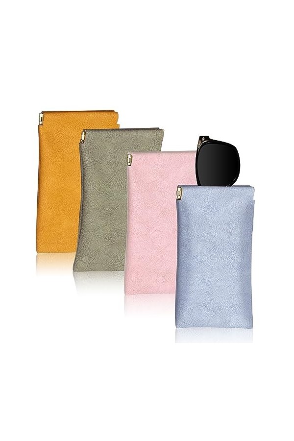 AMDZGLB Étui Lunettes 4PCS Pochette Lunettes Snap étui Lunettes Souple Sac Lunettes Boitier Portable