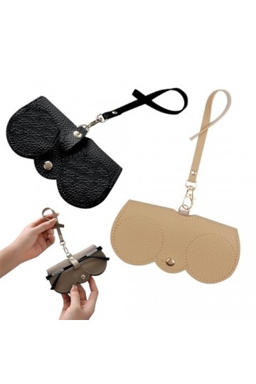 Lot de 2 étuis à lunettes de soleil tendance en cuir souple - Étui à lunettes de soleil en cuir - Étui à lunettes fin portabl