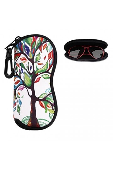 QEEROYO Pochette à Lunettes de Soleil en Néoprène, Sac Souple de Lunettes de Soleil, Étui à Lunettes en Néoprène avec Crochet