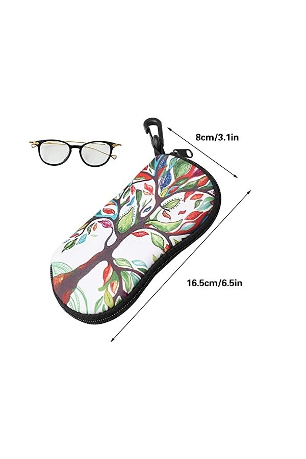 QEEROYO Pochette à Lunettes de Soleil en Néoprène, Sac Souple de Lunettes de Soleil, Étui à Lunettes en Néoprène avec Crochet
