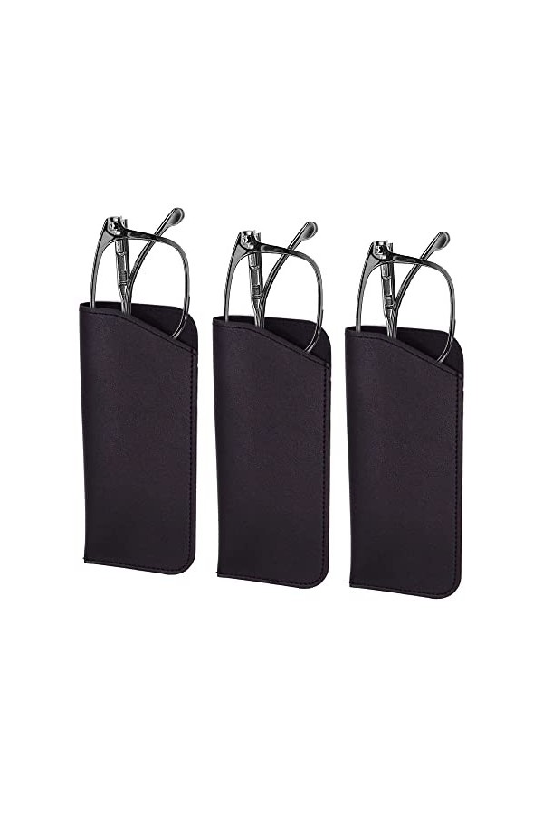 Sac à lunettes souple de trois pièces, étui à lunettes en cuir, étui à lunettes en cuir, étui à lunettes de soleil, étui à lu