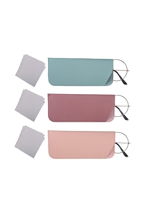 Sac à lunettes souple de trois pièces, étui à lunettes en cuir, étui à lunettes en cuir, étui à lunettes de soleil, étui à lu