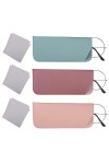 Sac à lunettes souple de trois pièces, étui à lunettes en cuir, étui à lunettes en cuir, étui à lunettes de soleil, étui à lu
