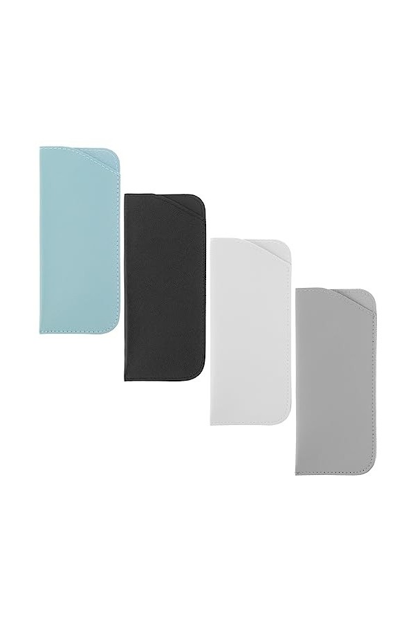 Lot de 4 étuis à lunettes de soleil souples - En cuir - Pour femme et homme, Noir , taille unique
