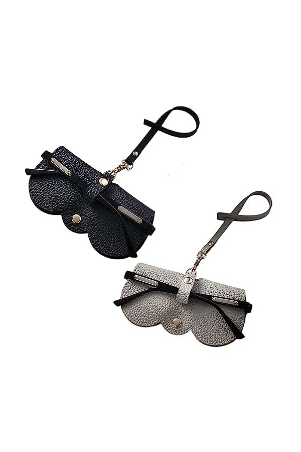 Dinghaole 2 Pièces Sac à Lunettes de Soleil en Cuir Souple | Sac Portable pour Hommes et Femmes | Étui de Voyage Mince et Pra