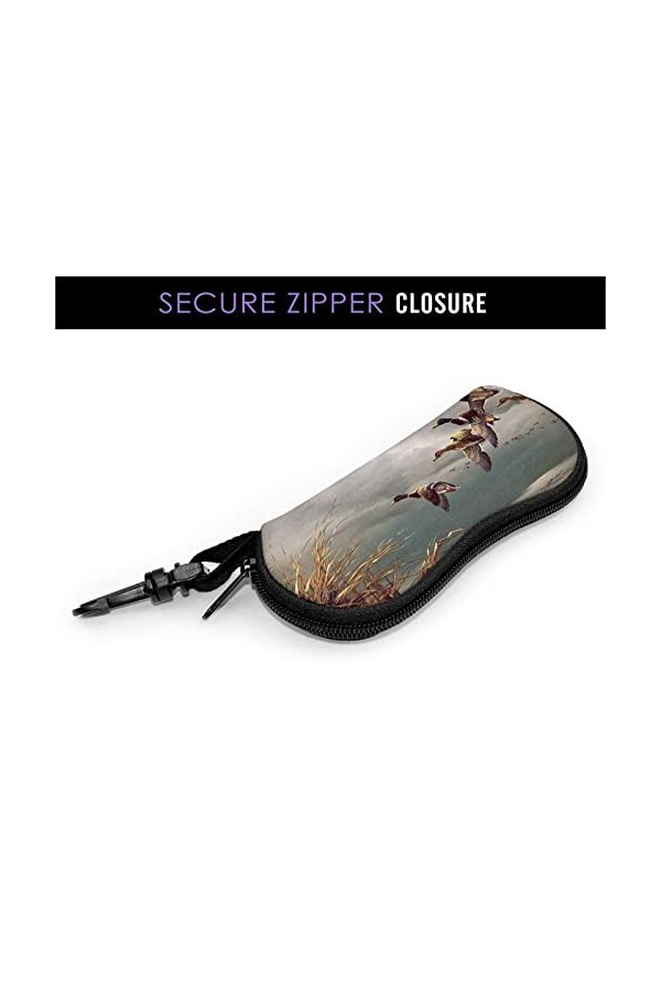 Lsjuee Étui à lunettes imprimé rose style broderie ukrainienne, chasse portable ultra-légère unisexe canards sauvages volants