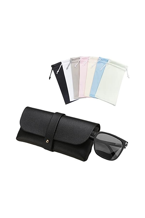 Pochette à lunettes, Sac Lunettes, Étui lunettes Cuir, Étui Lunettes de Soleil, pochette à lunettes en microfibre, pochette à