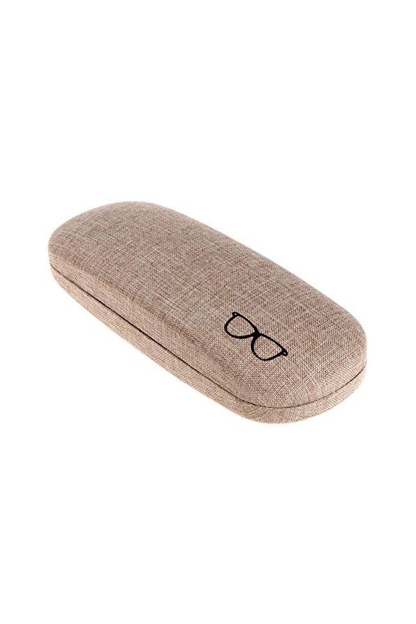 Uteruik Étui de protection rigide en lin pour lunettes de soleil Beige