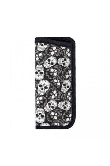 CZZYH Étui à lunettes portable souple avec design coulissant Noir complexe Crâne Étui à lunettes pour homme et femme, comme s