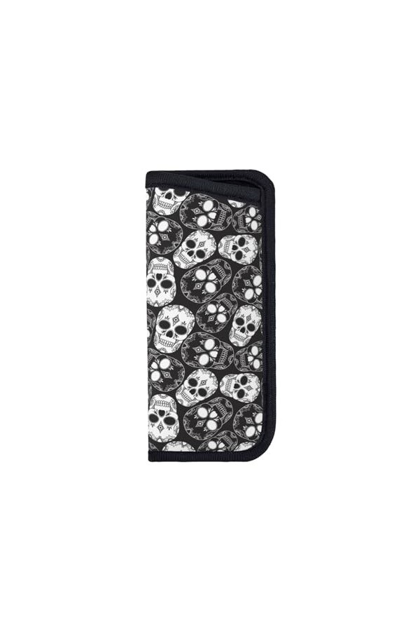 CZZYH Étui à lunettes portable souple avec design coulissant Noir complexe Crâne Étui à lunettes pour homme et femme, comme s
