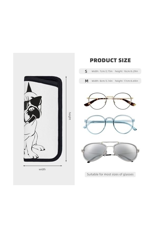 CZZYH Étui à lunettes souple portable avec design coulissant, étui à lunettes motif chien arrogant gris pour homme et femme, 