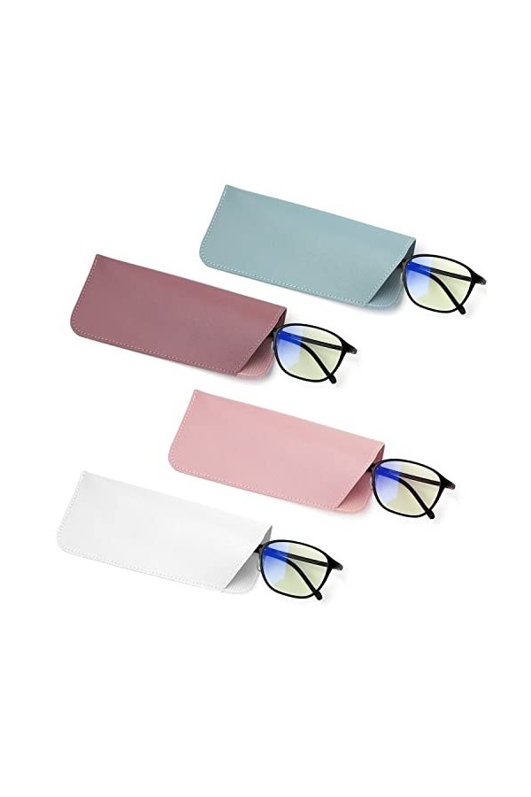 4pcs Étuis à Lunettes Souples, 6,1x15,3cm Étui à Lunettes de Soleil Souple Étui à Lunettes de Soleil Pochette Souple Étui à L