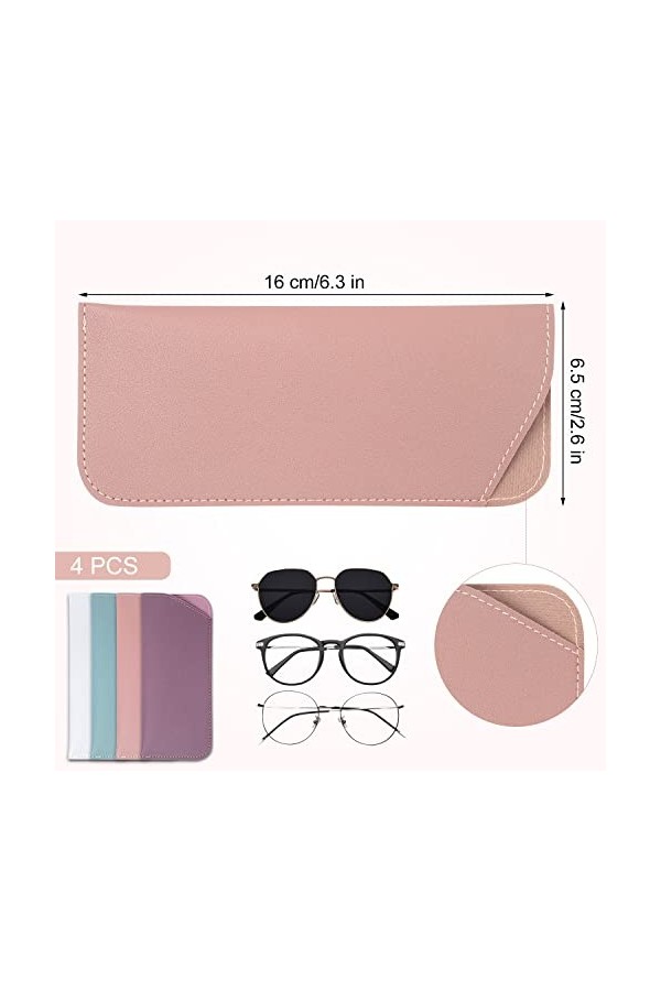 4pcs Étuis à Lunettes Souples, 6,1x15,3cm Étui à Lunettes de Soleil Souple Étui à Lunettes de Soleil Pochette Souple Étui à L