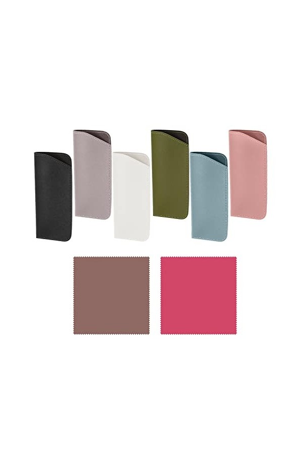 TIMJJG 6pcs étui à lunettes souple, 2pcs chiffon à lunettes, étui à lunettes anti-rayures, étui à lunettes de soleil en cuir,