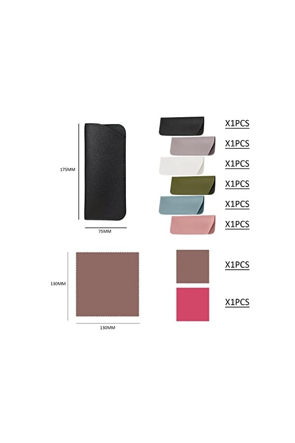 TIMJJG 6pcs étui à lunettes souple, 2pcs chiffon à lunettes, étui à lunettes anti-rayures, étui à lunettes de soleil en cuir,