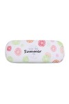 Oyfel Boite Etui a Lunettes Clair Blanc Couleur Claire Fleur Fruit Pastèque pour Femme Homme Enfant 1 Pcs