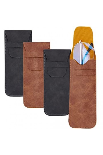 AHANDMAKER Étui à Lunettes de Soleil Portable à la Mode, Étui à Lunettes de Lecture en Cuir Souple, Étui à Lunettes Mince Uni