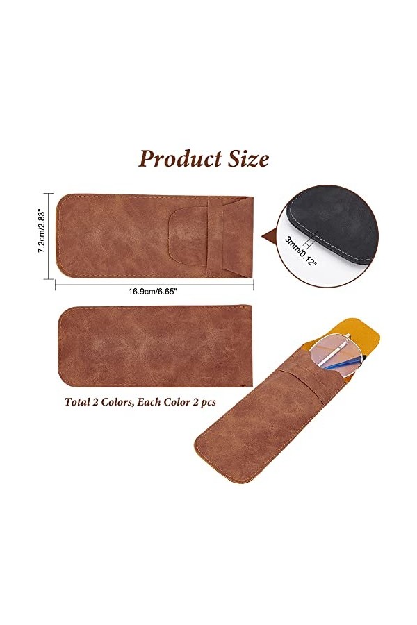 AHANDMAKER Étui à Lunettes de Soleil Portable à la Mode, Étui à Lunettes de Lecture en Cuir Souple, Étui à Lunettes Mince Uni