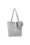Makukke Sac fourre-tout en velours côtelé - Sac à main pour femme - Grande capacité, gris, Sac fourre-tout en velours côtelé