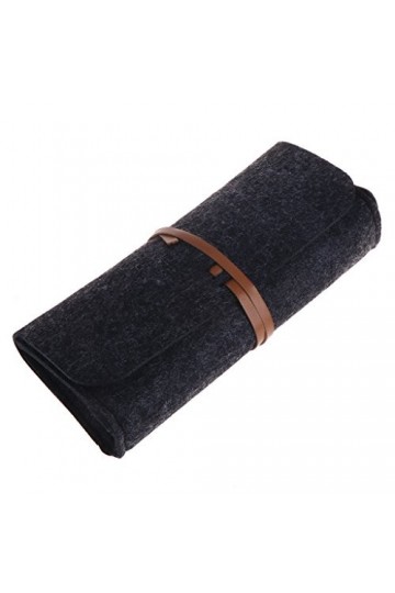 Haveratio Feutre Lunettes de Soleil Sacs étuis Portables Lunettes Souples Paquet Accessoires Ceinture Fermeture Noir