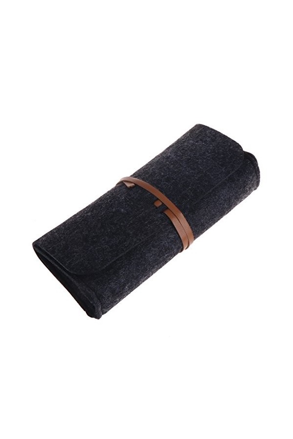 Haveratio Feutre Lunettes de Soleil Sacs étuis Portables Lunettes Souples Paquet Accessoires Ceinture Fermeture Noir