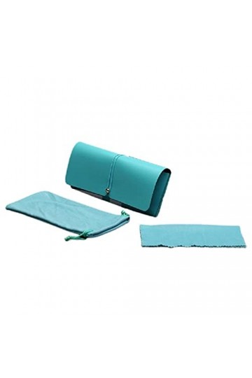 Lunettes portatives pour étui à lunettes Housse de sac avec boucle de corde et chiffon de nettoyage en cuir PU Protection pou