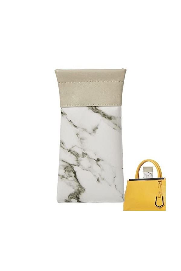 angxiong Étui à lunettes en cuir | Marbrage des étuis en verre étanches pour soleil Squeeze Top en cuir PU Support soleil pou