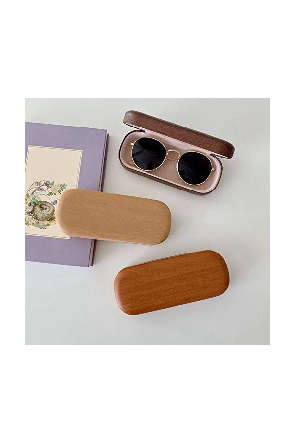 NATHA ÉTui À Lunettes Portable BoîTe de Cadre de Lunettes À Grain en Bois Dur Lunettes de Lecture Support de Lunettes de Sole