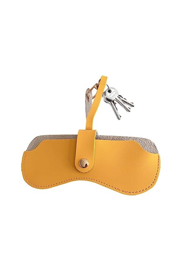 Étui à lunettes en cuir synthétique - Étui à lunettes portable fin avec bracelet - Étui à soleil pour femme, Noir qualité, 1