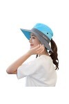 NPQQUAN Lot de 1 et 2 chapeaux bob pour queue de cheval de 7,6 cm à large bord UPF 50+ pour la pêche, la plage et le soleil, 