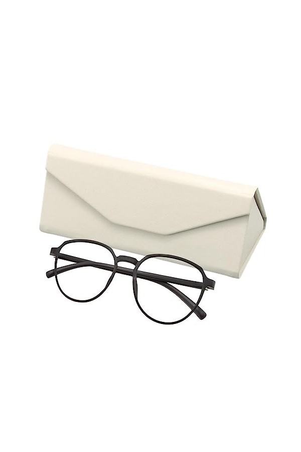 JINGLING Étui à lunettes en cuir – Étui à lunettes triangulaire pliable | Étui à soleil pliable rigipour homme et femme, Blan