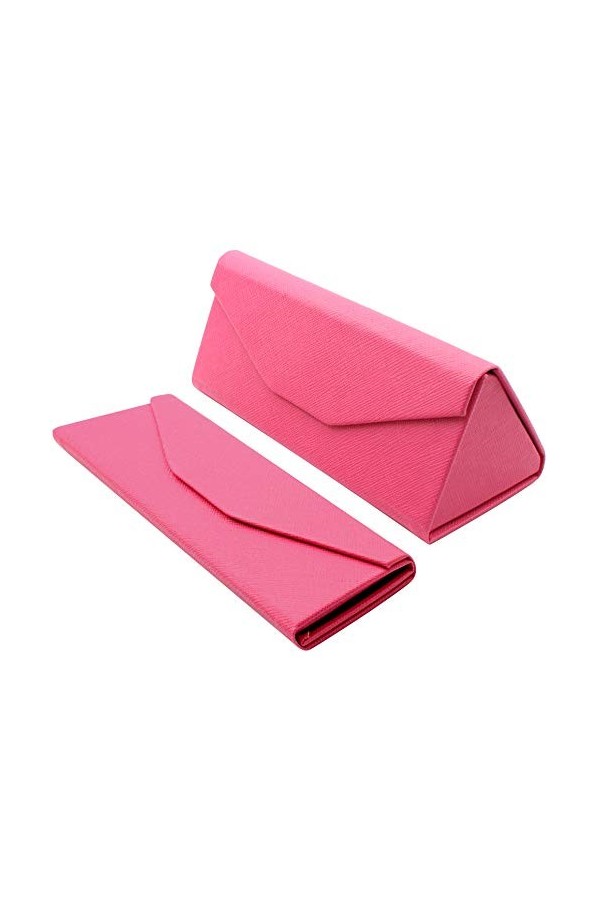 TBOC Étui Pliable pour Lunettes - Boîte [Rose Fuchsia] Rigide [Triangulaire] avec [Fermeture Magnétique] Doublure Intérieur L