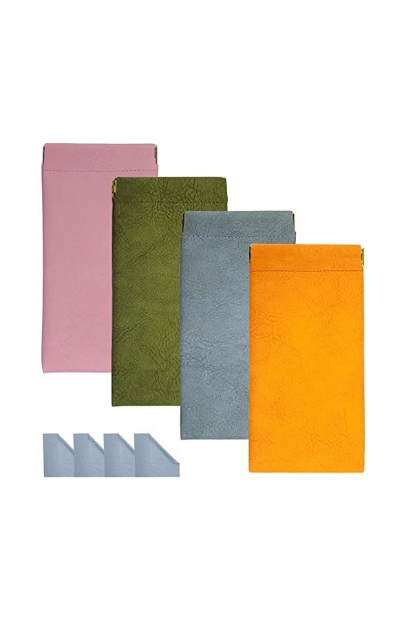 Étuis à lunettes de soleil souples 4 pièces, Etui à lunettes souple pour femmes et hommes, Pochette à lunettes en cuir PU, Et