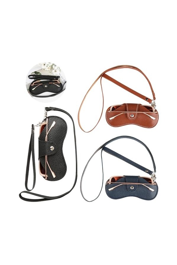 Jwogngls Lot de 3 étuis à lunettes en cuir tendance pour lunettes de soleil, étui à lunettes de soleil, étui à lunettes pour 