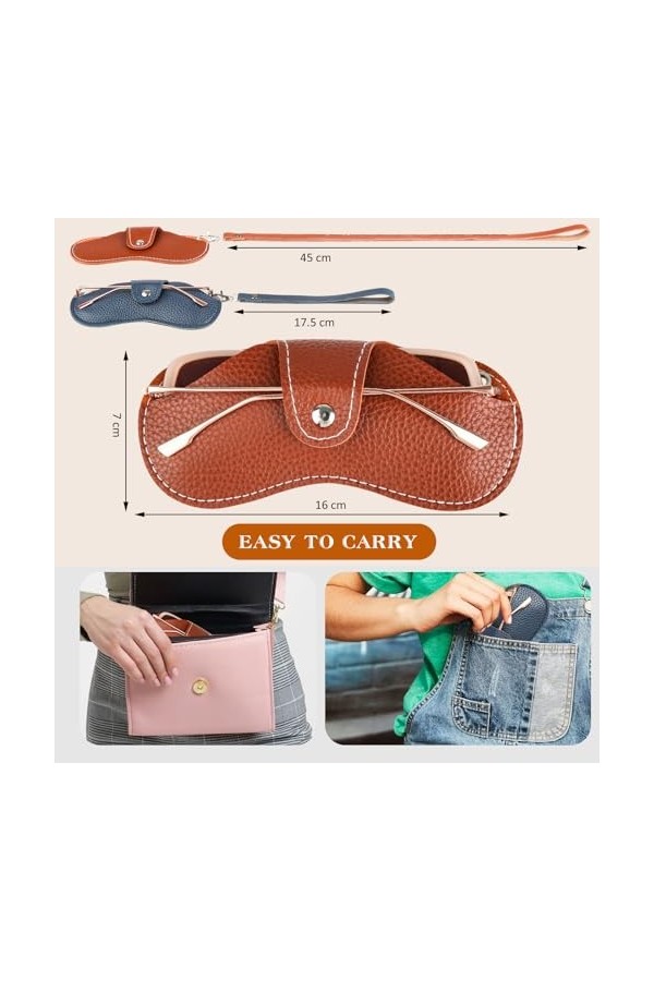 Jwogngls Lot de 3 étuis à lunettes en cuir tendance pour lunettes de soleil, étui à lunettes de soleil, étui à lunettes pour 