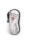 AOOEDM Étui souple pour lunettes de soleil avec clip de ceinture Kawaii Laughing Cat Portable Ultra Light Neoprene Zipper Étu