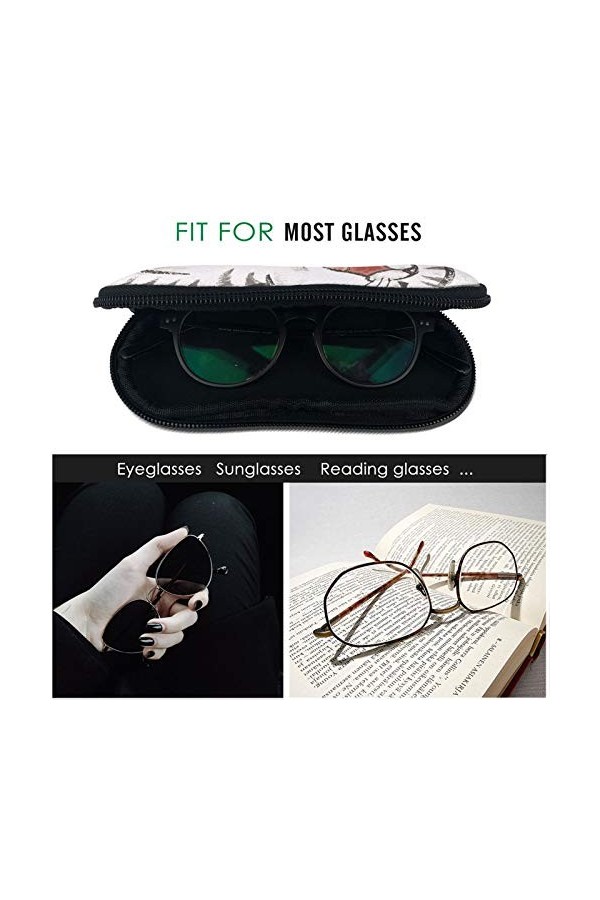 AOOEDM Étui souple pour lunettes de soleil avec clip de ceinture Kawaii Laughing Cat Portable Ultra Light Neoprene Zipper Étu