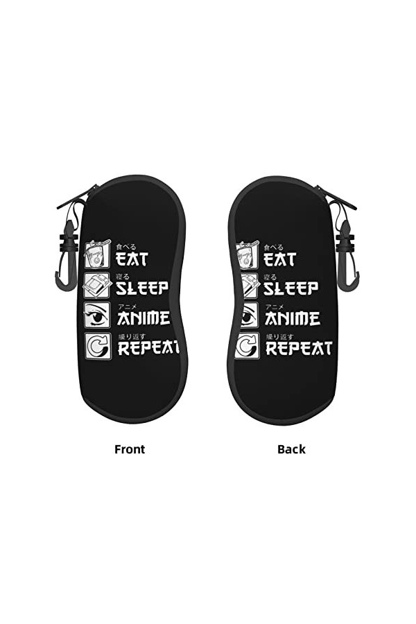 AOOEDM Lunettes de soleil étuis souples avec clip de ceinture étui à lunettes portable manger sommeil anime répéter japonais 