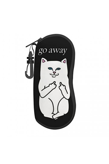 AOOEDM Lunettes de soleil étuis souples avec clip de ceinture étui à lunettes portable aller loin chats néoprène fermeture éc