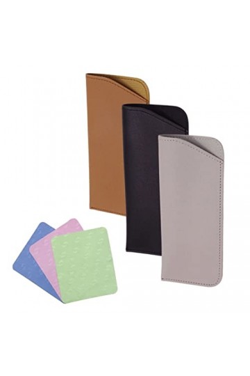 XPEX Lot de 3 étuis à lunettes en cuir PU souple étui à lunettes de lecture portable sac de rangement pour lunettes, avec tro