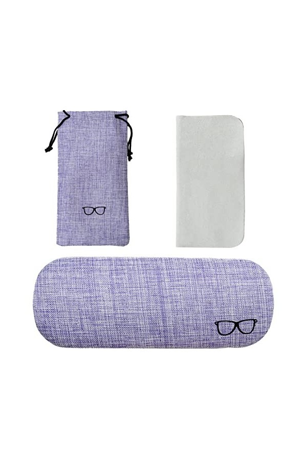 SZXMDKH Étuis à Lunettes Rigides en Toile de Lin,Portable Étui de Protection pour Lunettes,avec Une Chiffon à Lunettes,lunett