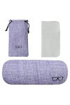 SZXMDKH Étuis à Lunettes Rigides en Toile de Lin,Portable Étui de Protection pour Lunettes,avec Une Chiffon à Lunettes,lunett