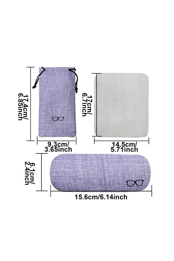 SZXMDKH Étuis à Lunettes Rigides en Toile de Lin,Portable Étui de Protection pour Lunettes,avec Une Chiffon à Lunettes,lunett