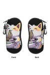 AOOEDM Lunettes de soleil étuis souples avec clip de ceinture étui à lunettes Portable Kawaii Anime chat mangeant Ramen néopr
