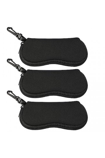 Hifot étui lunettes souple 2 pièces, Néoprène Sac Souple de Lunettes de Soleil, Stockage étui avec Clip pour femme homme enfa