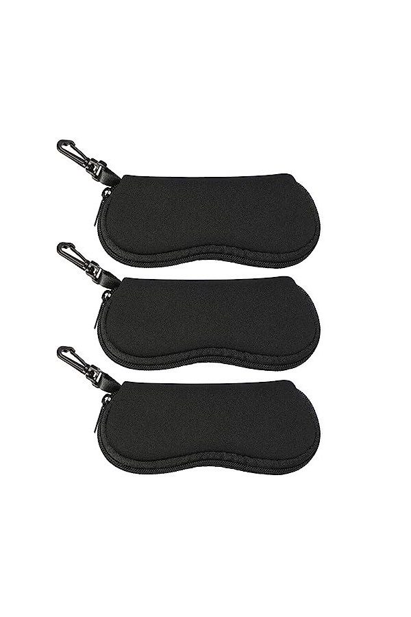 Hifot étui lunettes souple 2 pièces, Néoprène Sac Souple de Lunettes de Soleil, Stockage étui avec Clip pour femme homme enfa