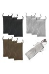SYEYCW 9 Pièces Etui Lunettes Souple, Pochette en Microfibre à Cordon pour Lunettes, Pochette à Lunettes de Soleil, Pochette 