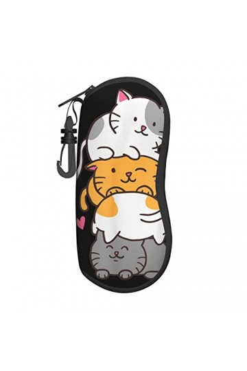 AOOEDM Étuis souples pour lunettes de soleil avec Clip de ceinture étui à lunettes Portable un joli tas de chats sac à lunett