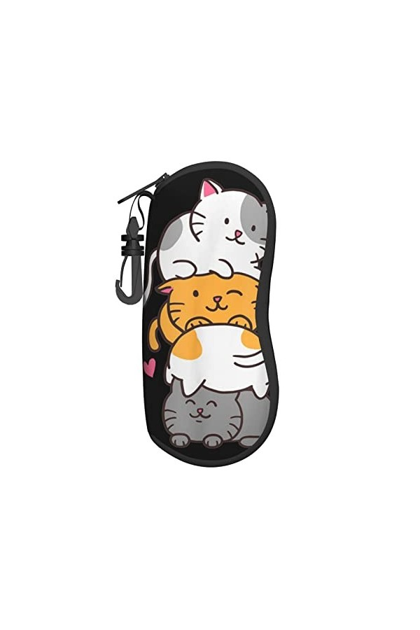 AOOEDM Étuis souples pour lunettes de soleil avec Clip de ceinture étui à lunettes Portable un joli tas de chats sac à lunett