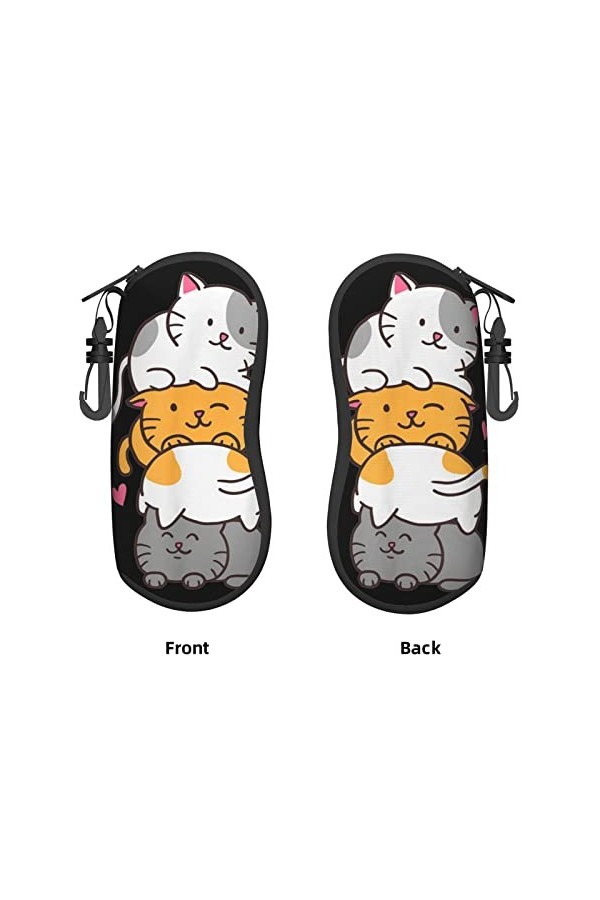 AOOEDM Étuis souples pour lunettes de soleil avec Clip de ceinture étui à lunettes Portable un joli tas de chats sac à lunett